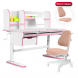 Комплект Kinderzen Dali Plus парта + кресло + надстройка + выдвижной ящик + органайзер + подставка для книг белый/розовый со светло-розовым креслом Armata