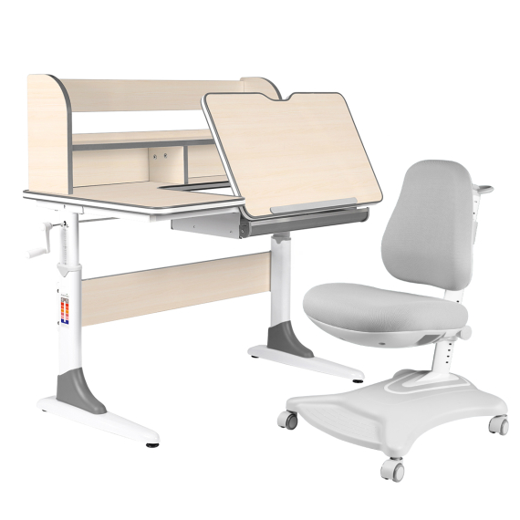 Комплект Anatomica Study-100 Lux парта + кресло + органайзер клен/серый с серым креслом Robin