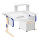 Парта Дэми СУТ-25-04Д1 120 см раздельная с тумбой с приставкой и надстройкой белый/синий/бежевый c тумбой ТУВ-09 Парта Дэми СУТ-25-04Д1 120 см раздельная с тумбой с приставкой и надстройкой белый/синий/бежевый c тумбой ТУВ-09